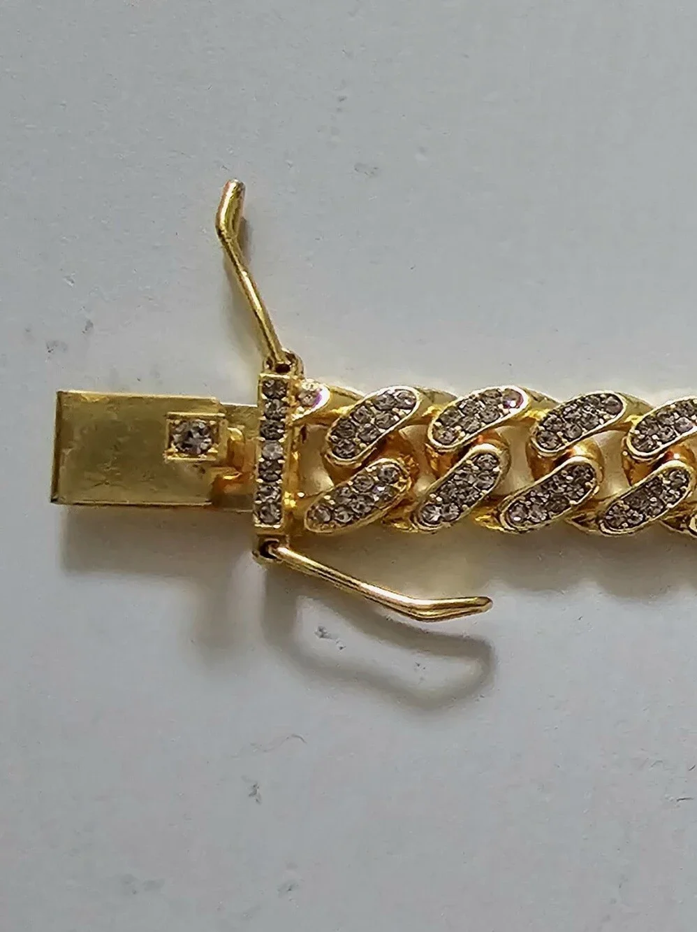 Luxury Gold Cuban Link Cat Collar 22cm Crystal Rhinestone Bling Pet Necklace